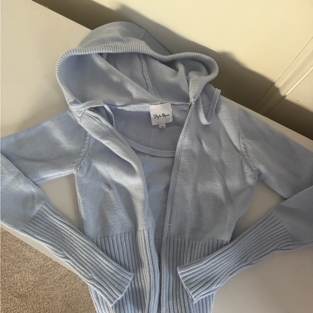 Style & Co. Light Blue Hooded Cardigan